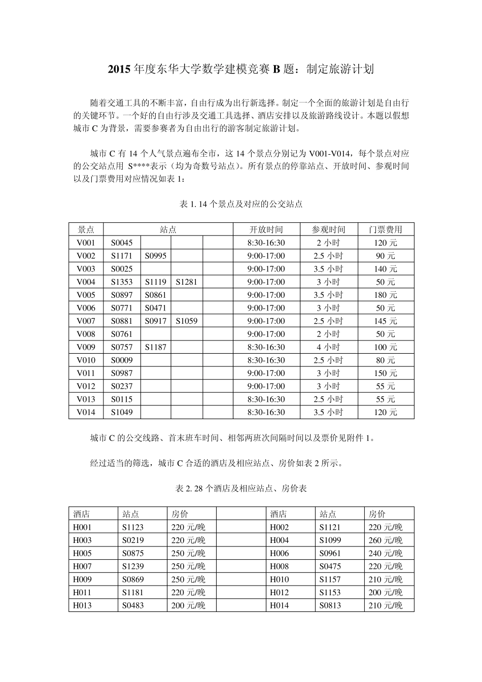 2015年度东华大学数学建模竞赛B题_第1页