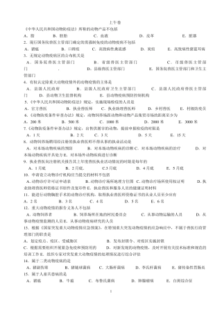 2015年执业兽医资格考试真题及答案