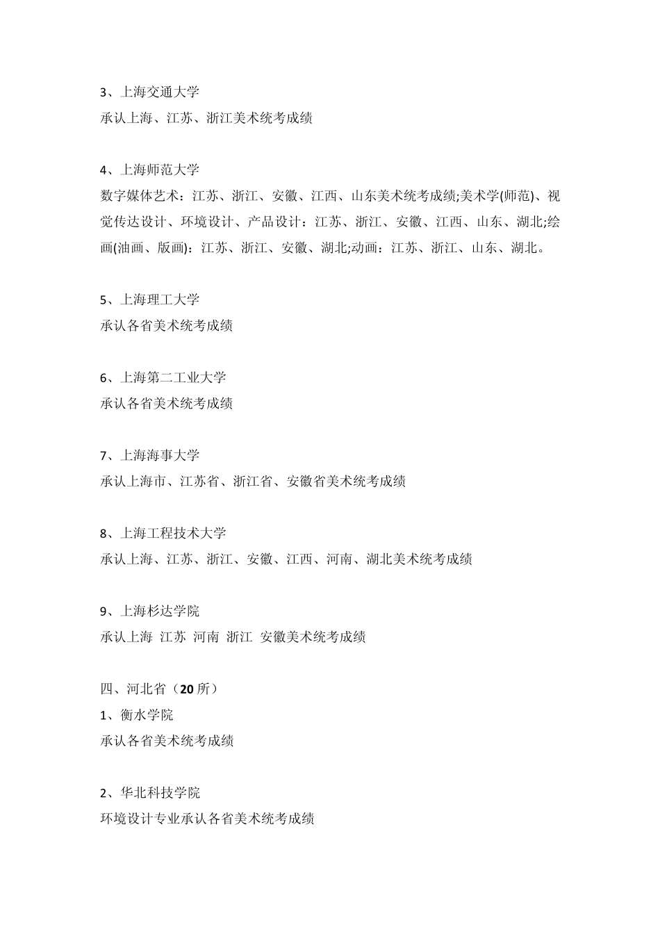 2015年承认艺术联考成绩的学校_第3页