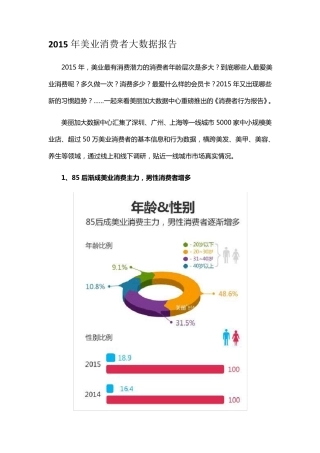 2015年美业消费者大数据报告
