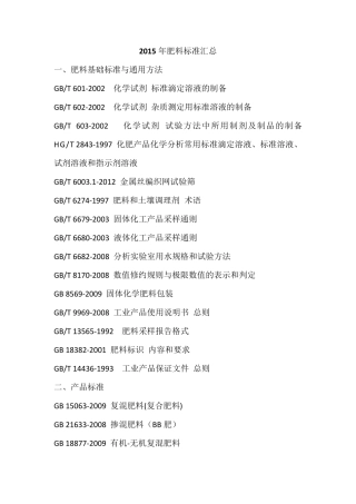 2015年肥料标准汇总