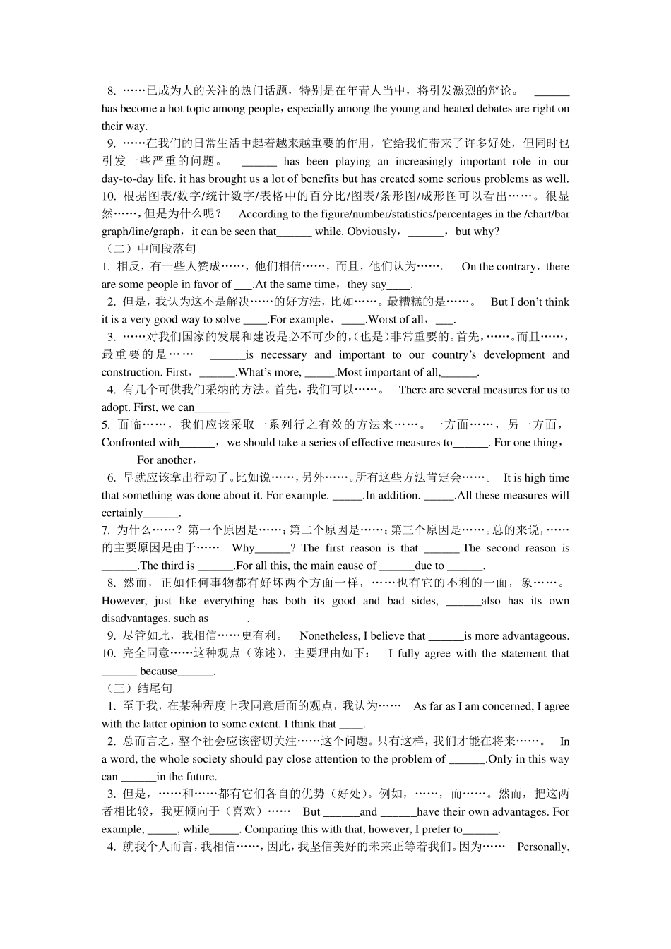 2015年高考英语作文万能句子及模板_第3页