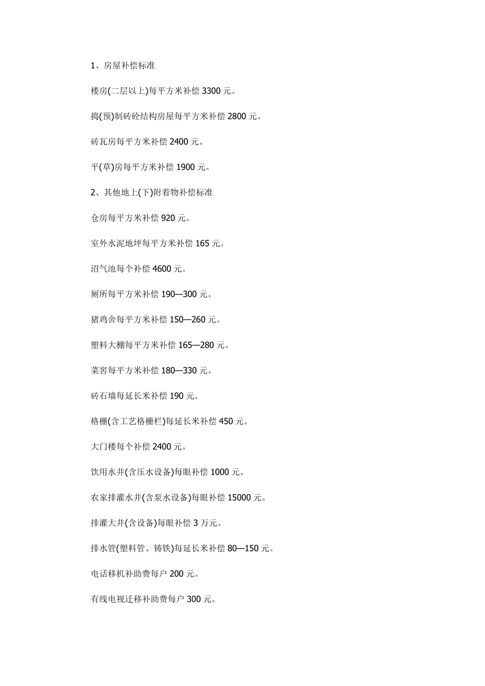 2015最新征地拆迁补偿标准出炉_第2页