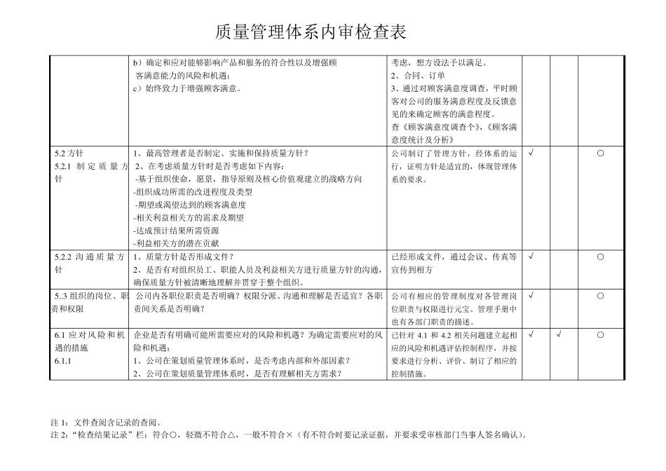 2015版质量管理体系内审检查表_第3页
