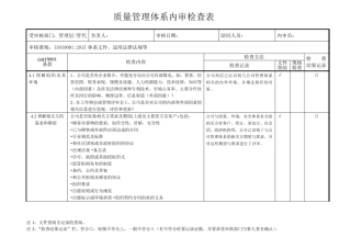 2015版质量管理体系内审检查表