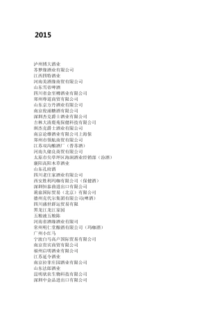 2015秋季南京糖酒会参展企业大全