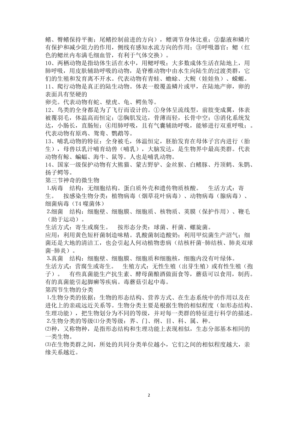 2015苏教版生物八年级上册复习提纲纯知识点_第2页