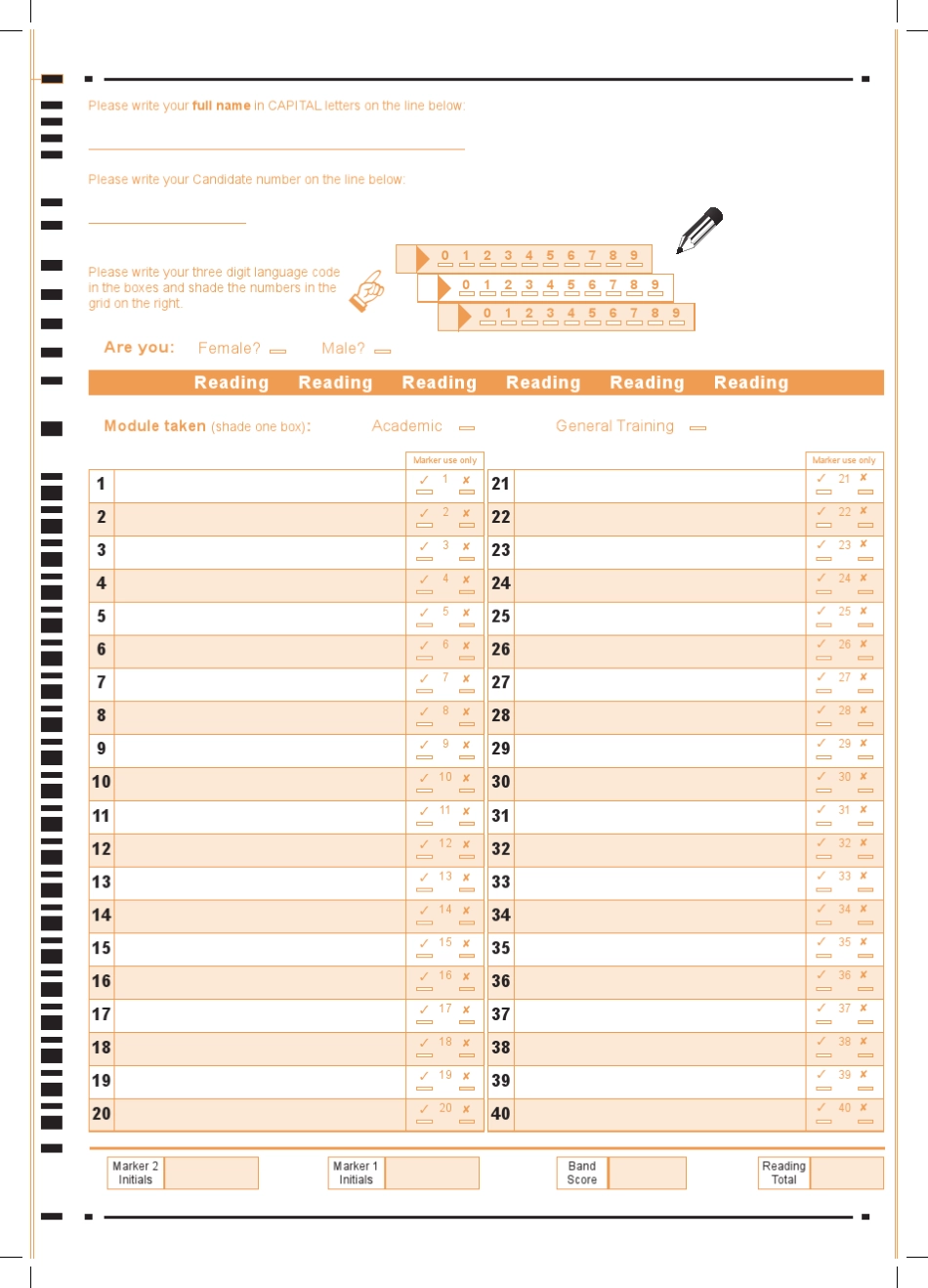 2015雅思答题纸高清无水印打印版[听力+阅读+写作]_第2页