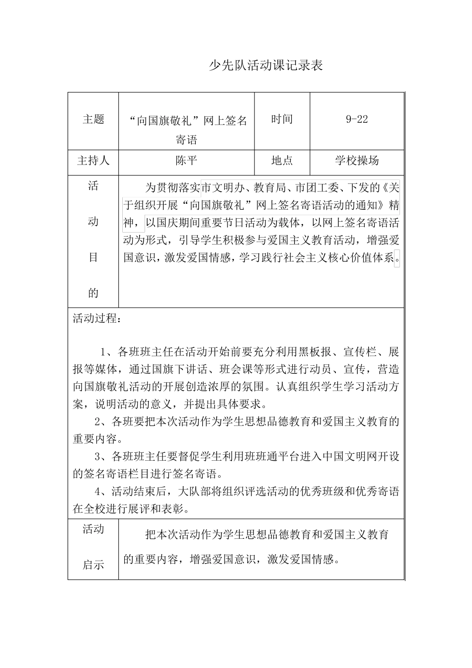 20162017上学期少先队活动记录表_第3页