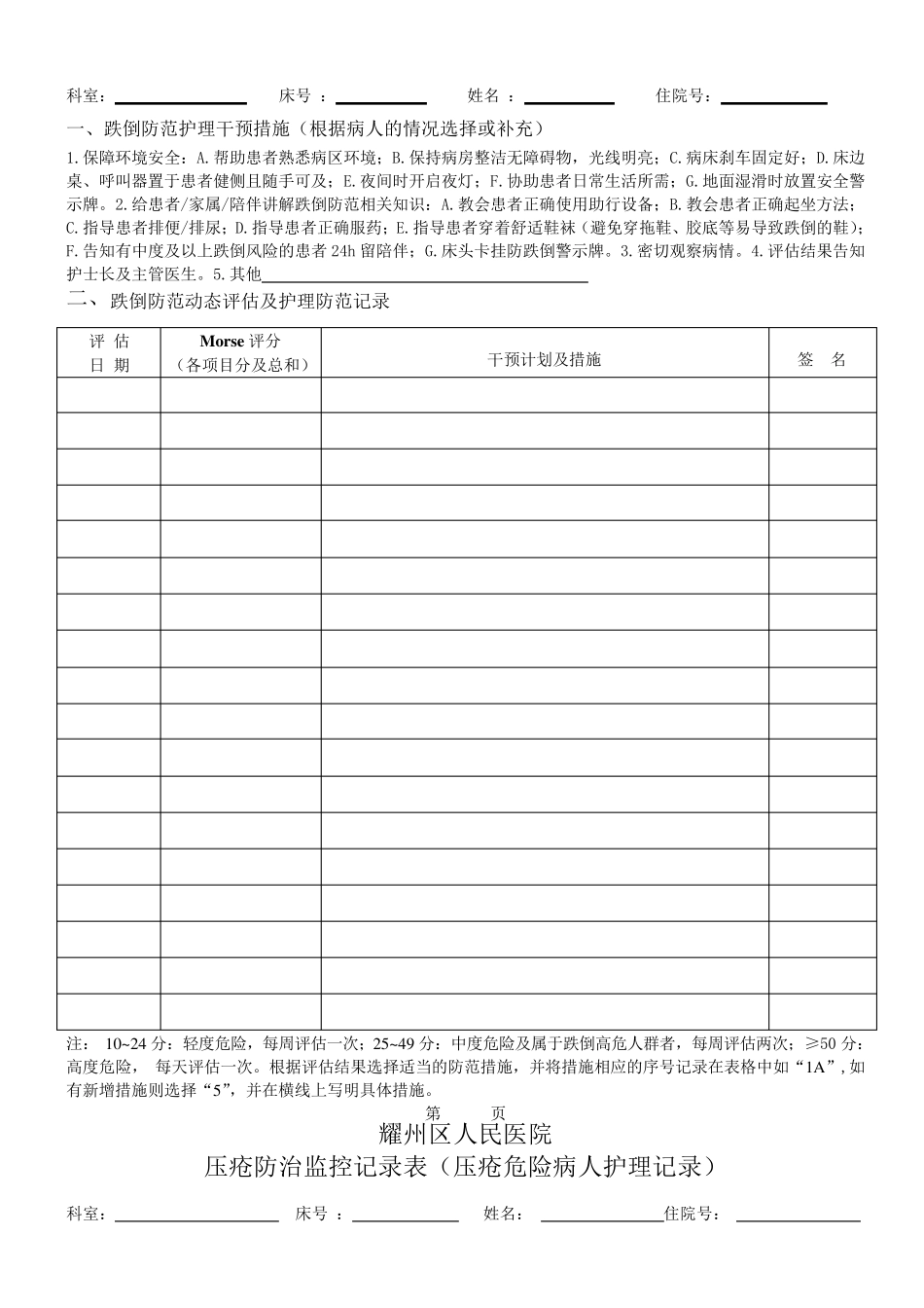 2016323修订住院患者入院护理评估单(及附表格)_第3页