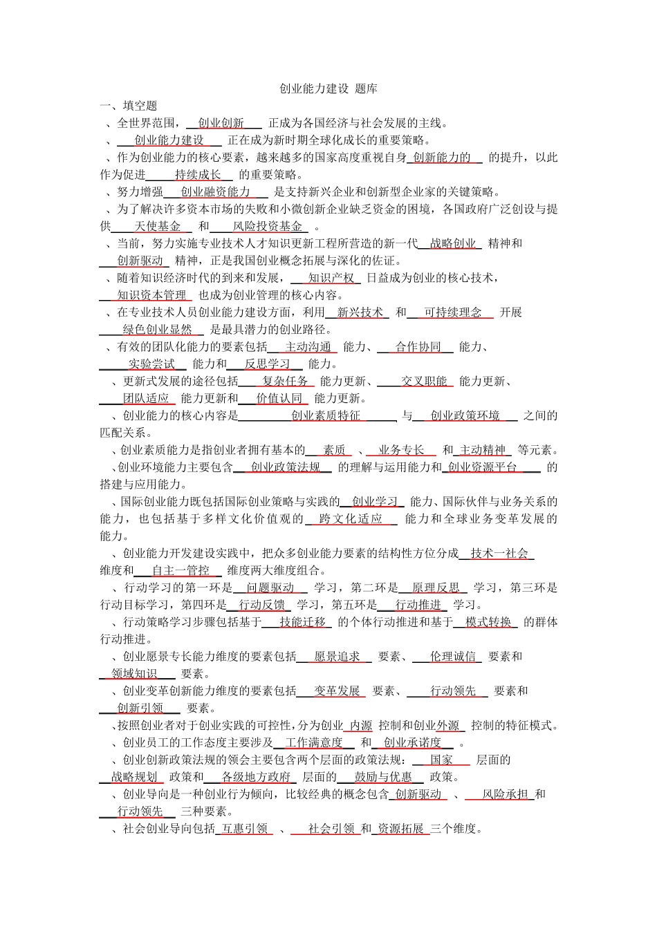 2016创业能力建设题库_第1页