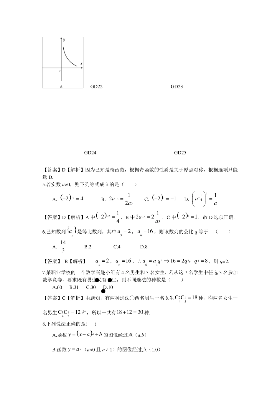 2016山东春季高考数学真题_第2页