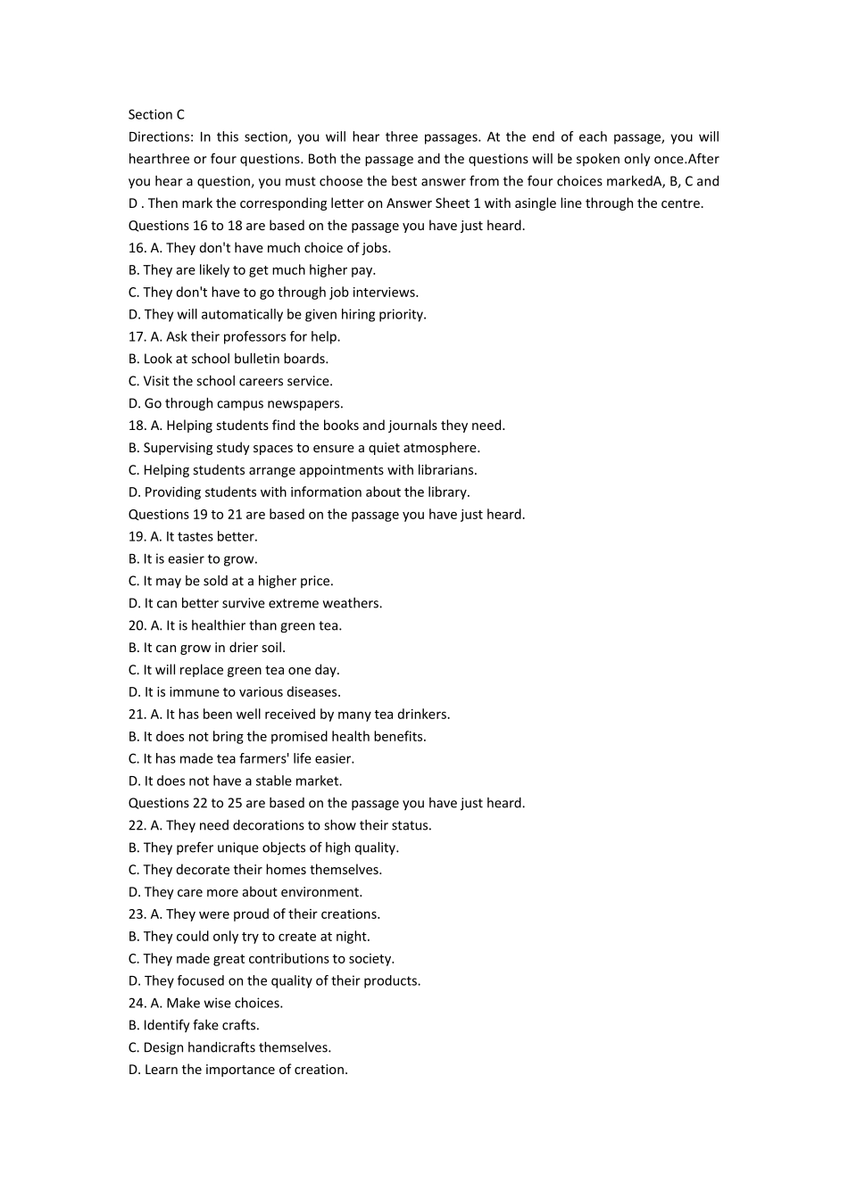 2016年12月大学英语四级真题及答案第一套_第3页