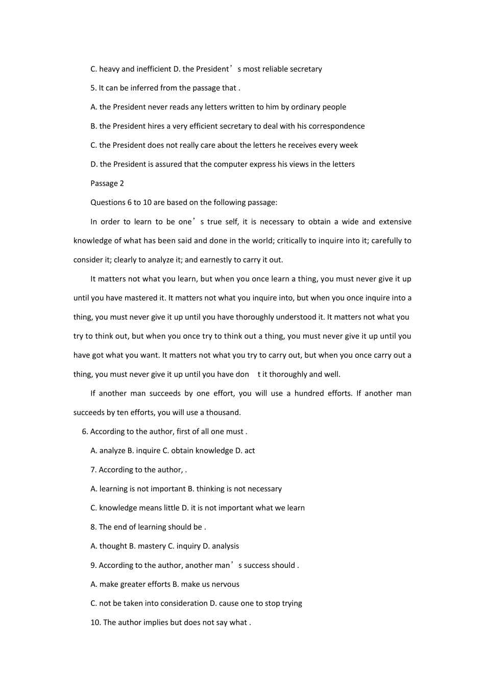 2016年12月英语四级考试模拟试卷及答案_第2页