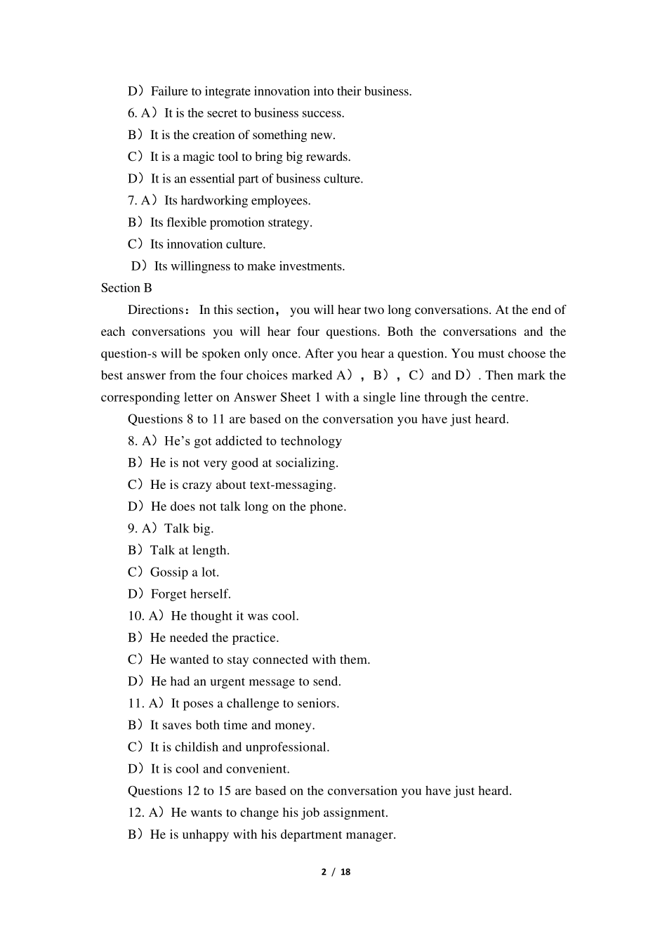 2016年6月大学英语四级真题及答案_第2页