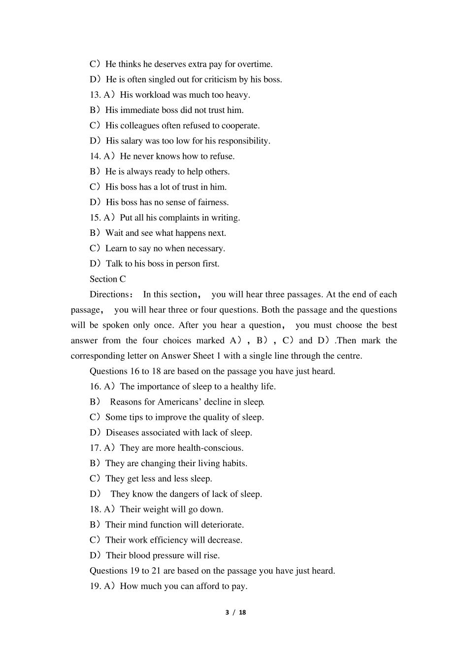 2016年6月大学英语四级真题及答案_第3页