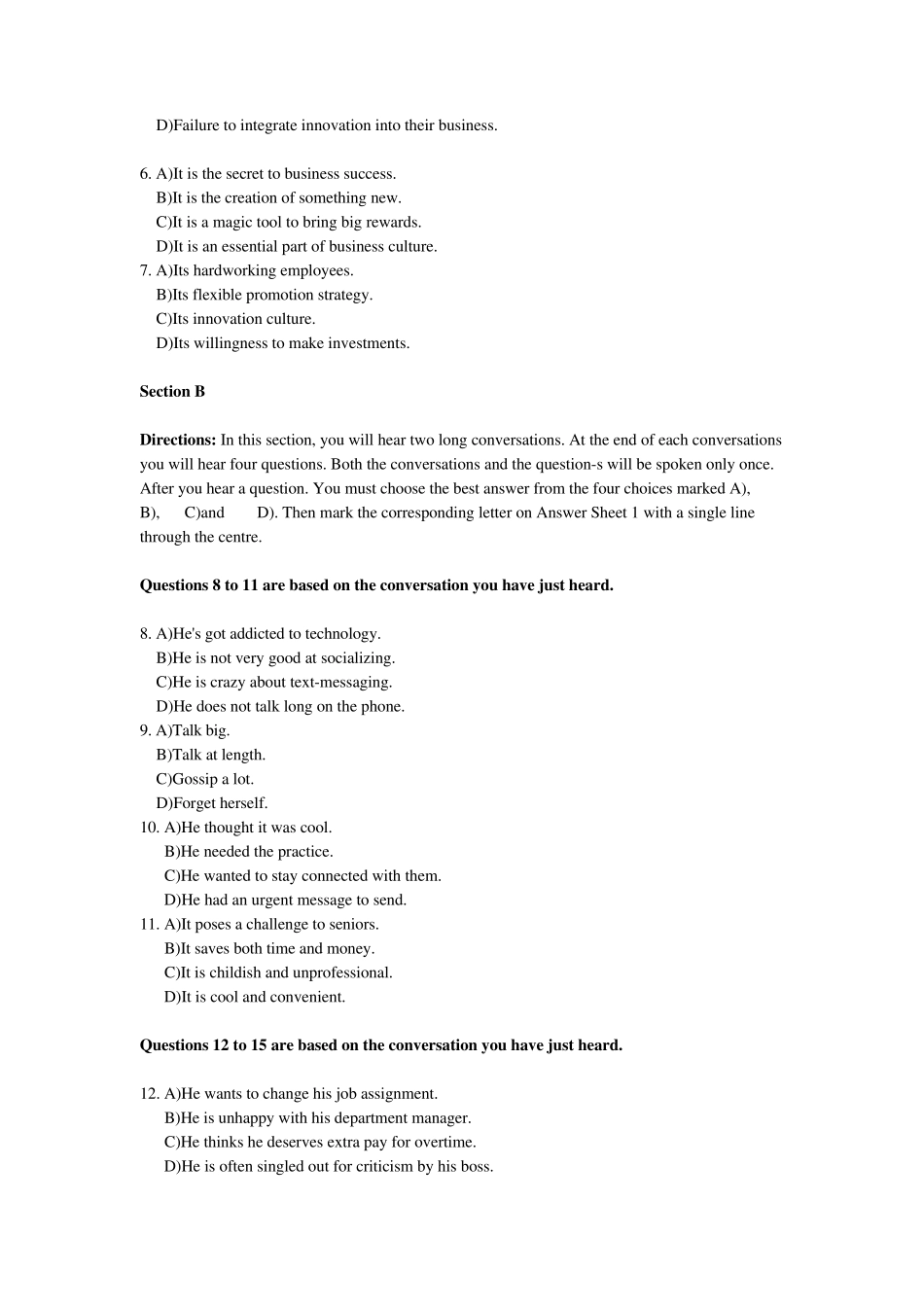 2016年6月大学英语四级第1套真题及答案_第2页