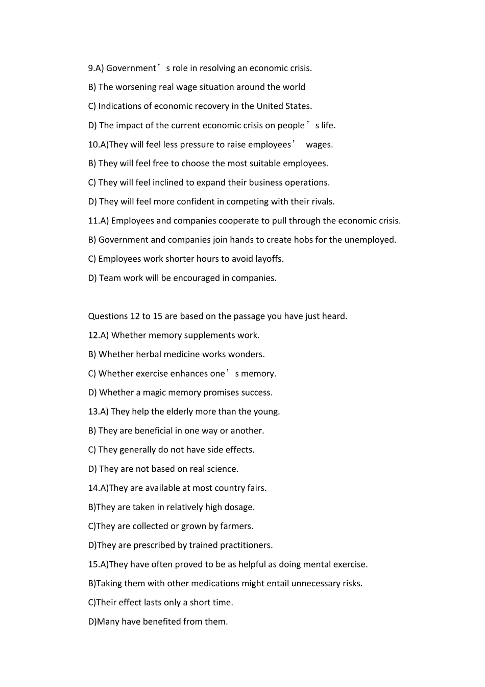 2016年6月英语六级真题(全三套+详细答案)_第3页