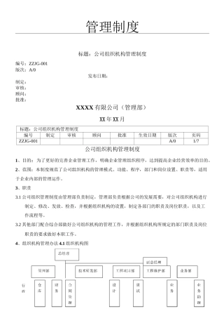 公司组织机构管理制度93727
