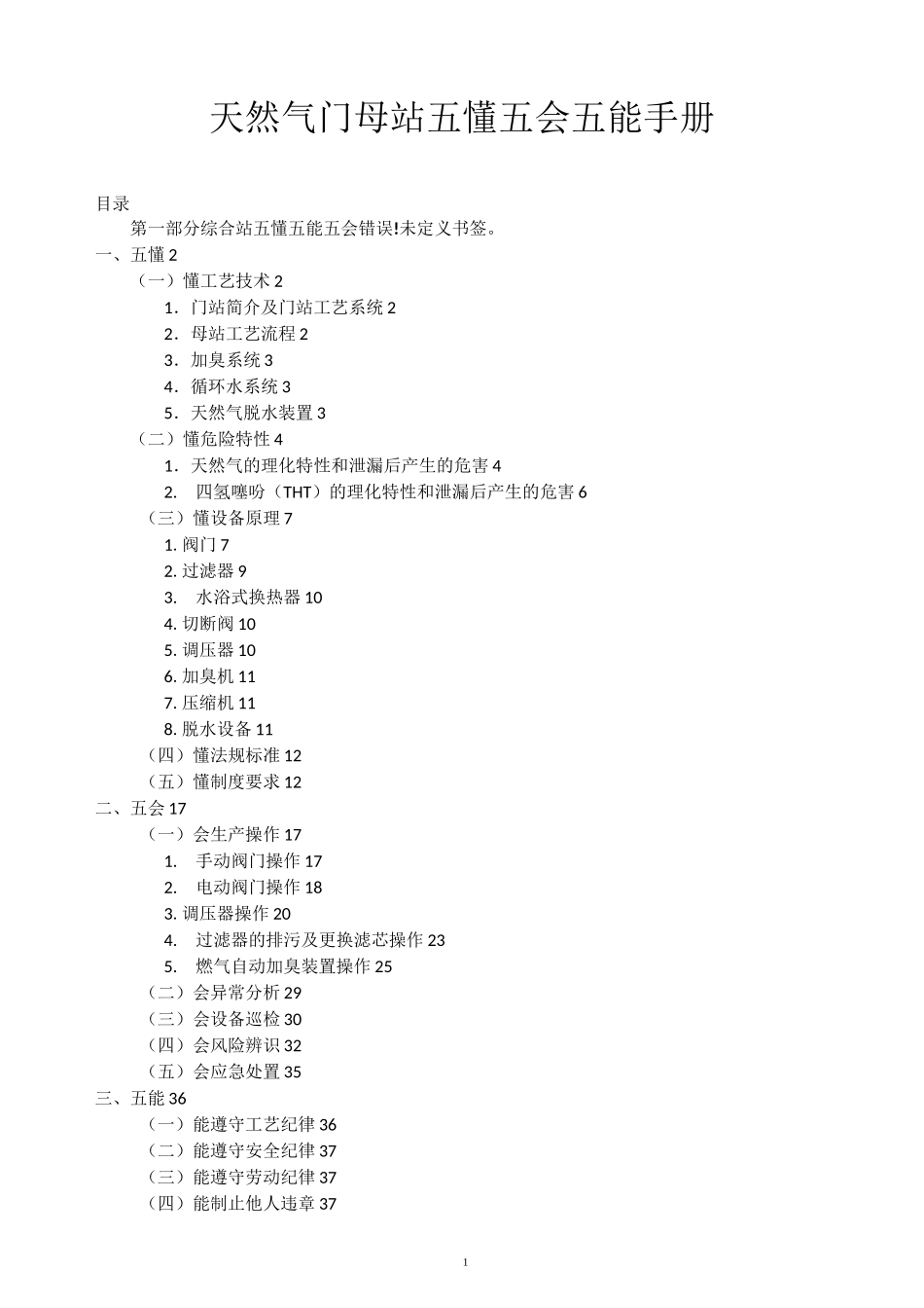 天然气门母站五懂五会五能手册_第1页