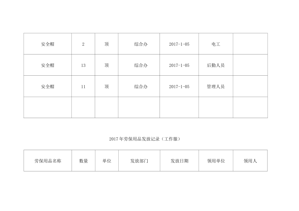 劳保用品发放记录 _第2页
