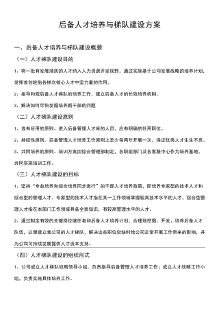 后备人才培养与梯队建设方案详细
