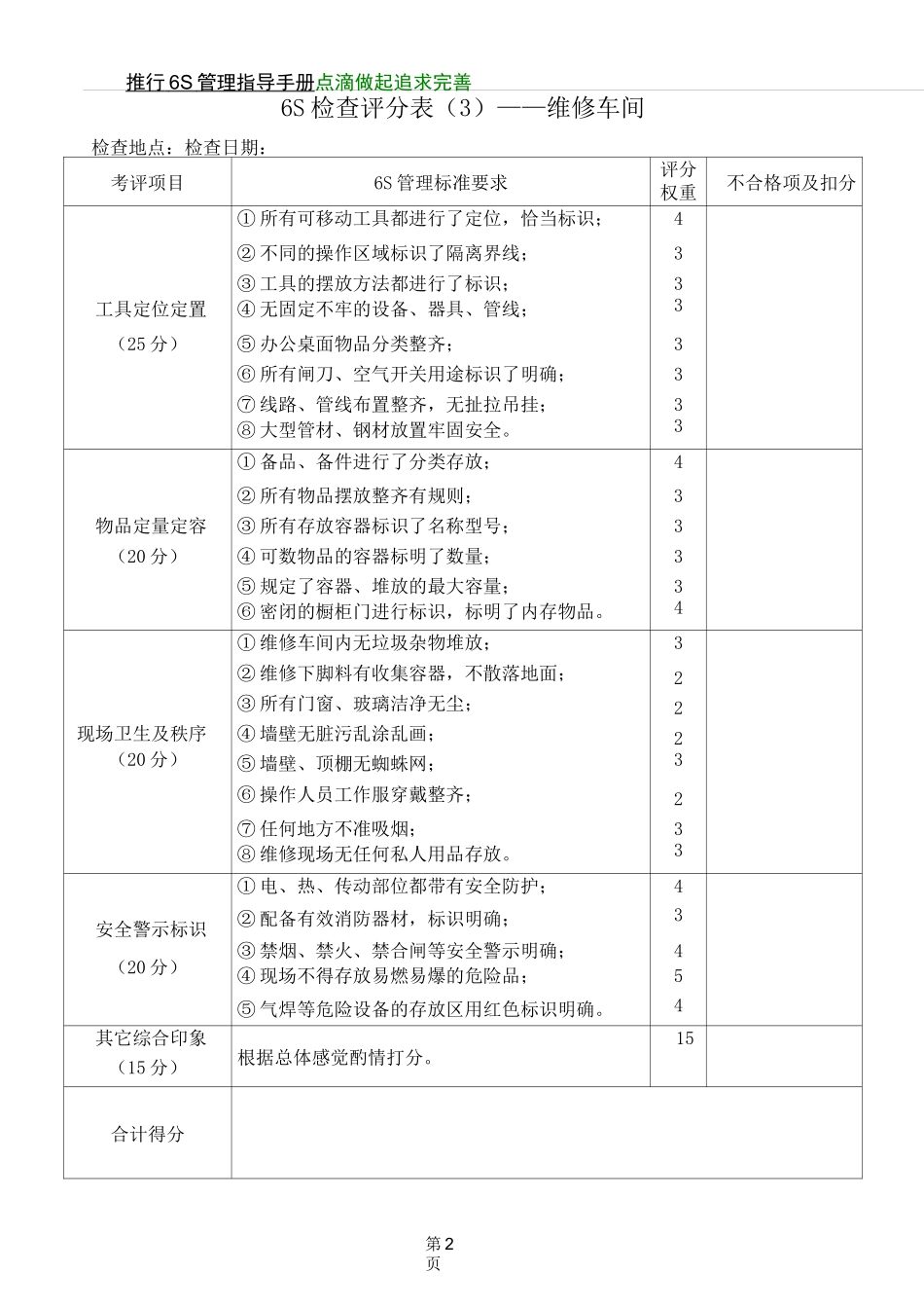 6S检查评分表_第3页