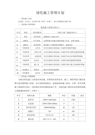 绿色施工管理计划