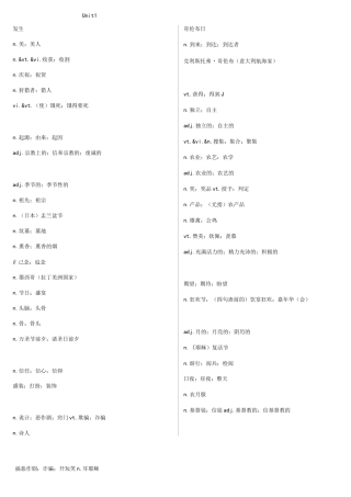 人教版英语必修三单词默写版