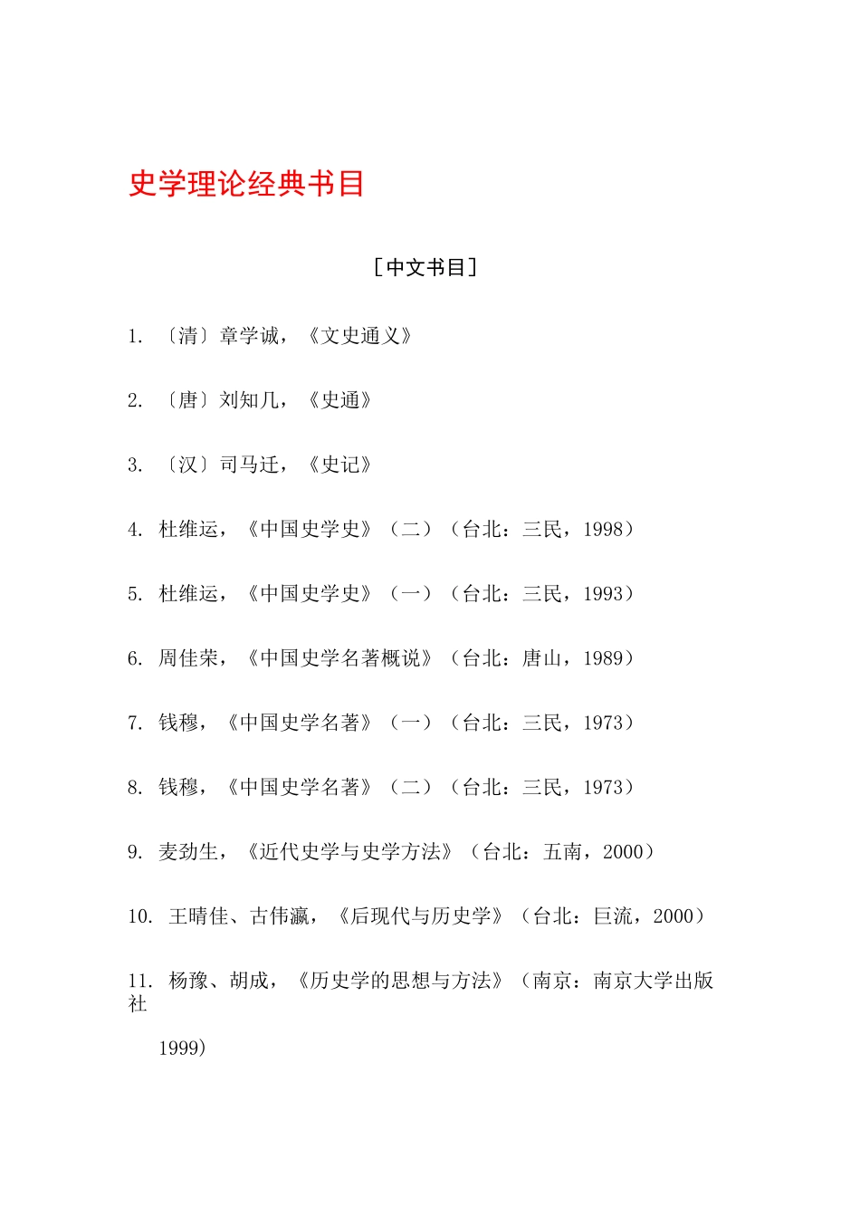 史学理论经典书目_第1页