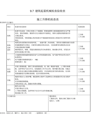 机械设备验收表
