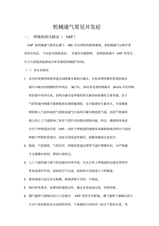 机械通气常见并发症