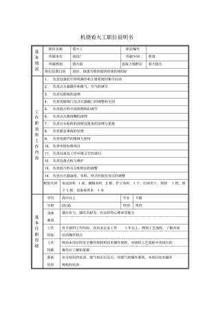 机烧看火工职位说明书