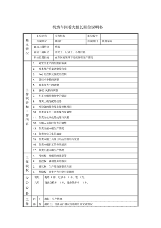 机烧车间看火组长职位说明书