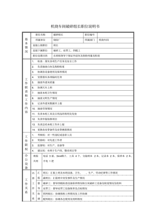 机烧车间破碎组长职位说明书