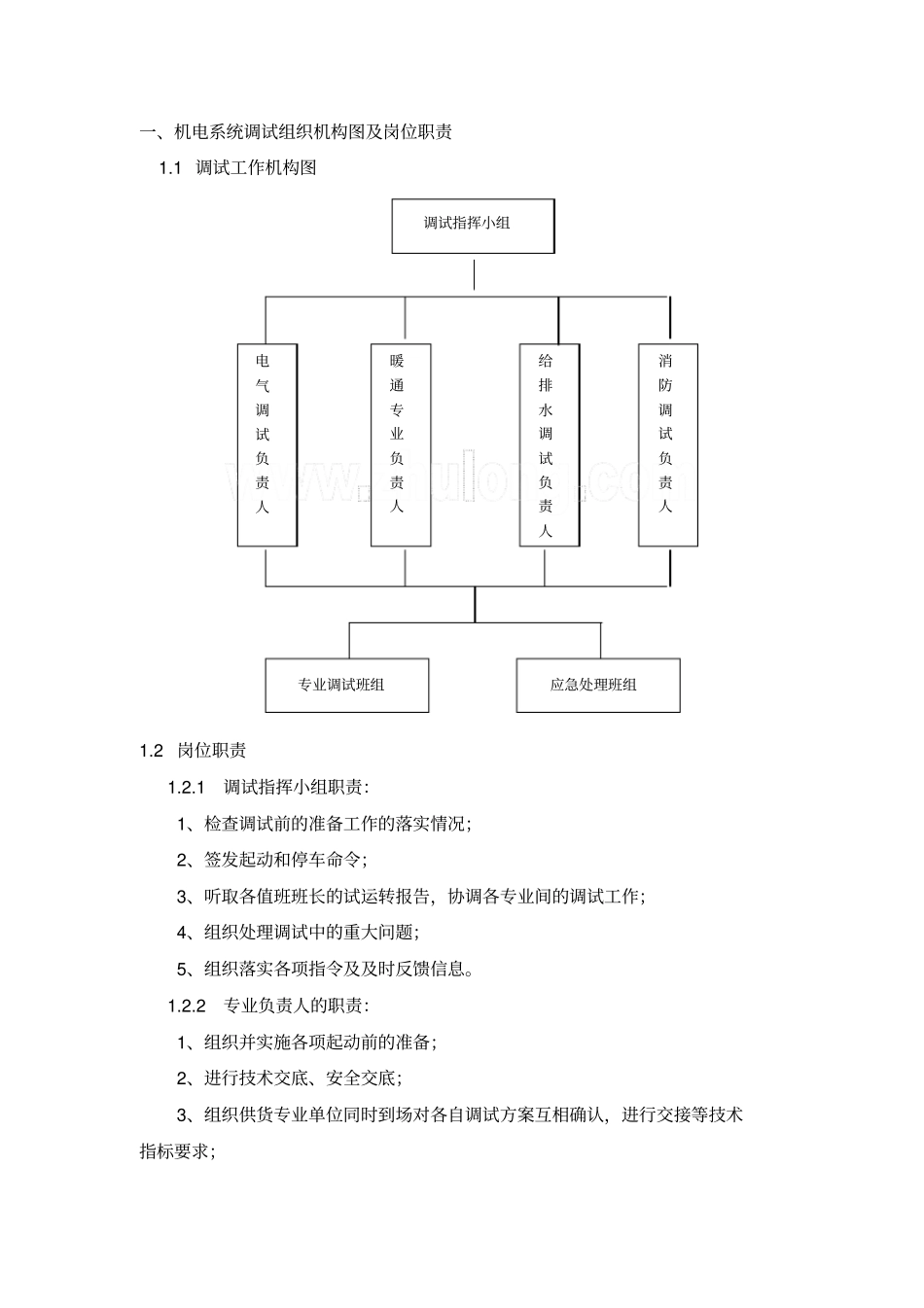 机电安装工程水电空调试方案_第1页