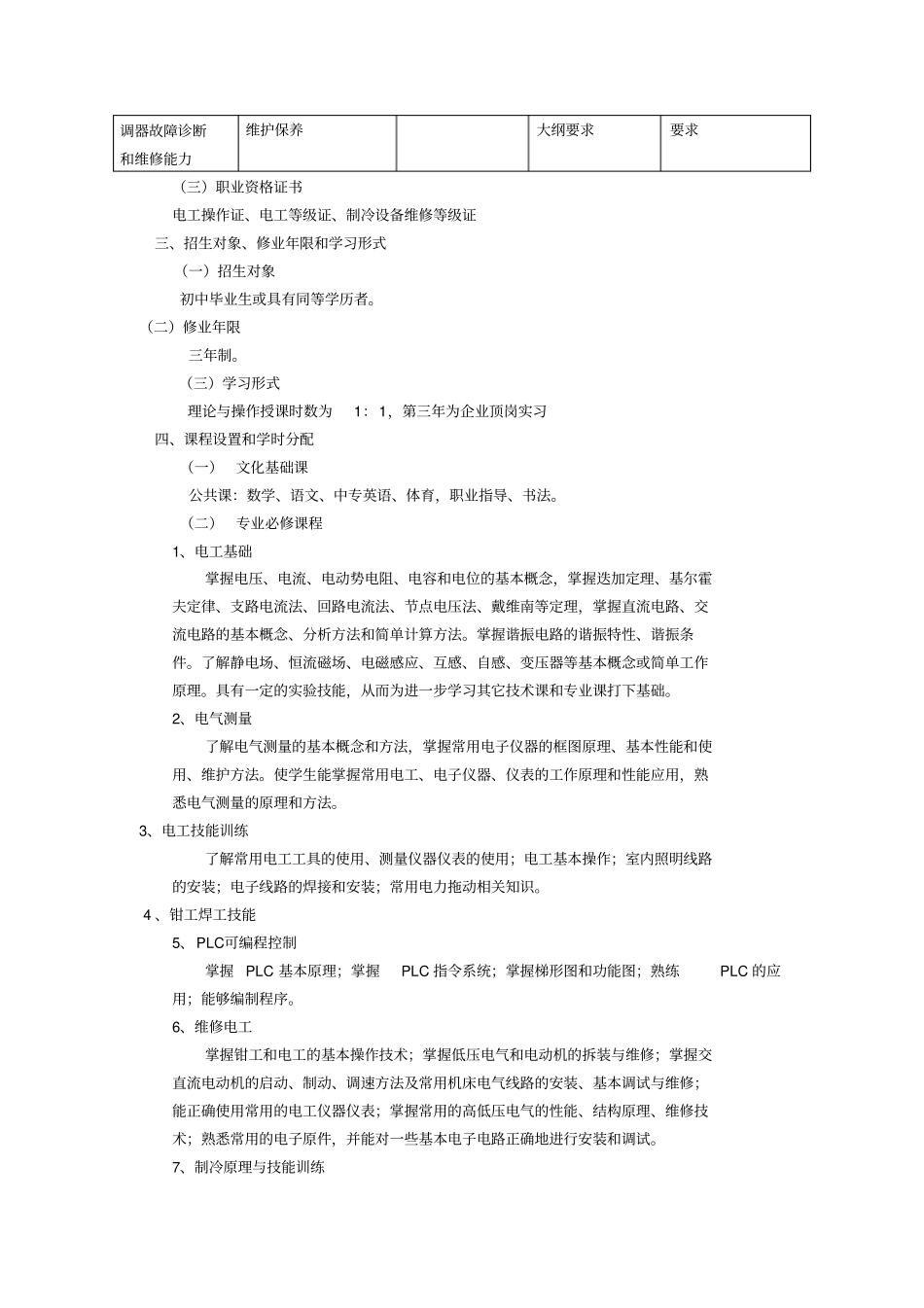 机电技术应用专业教学计划_第3页