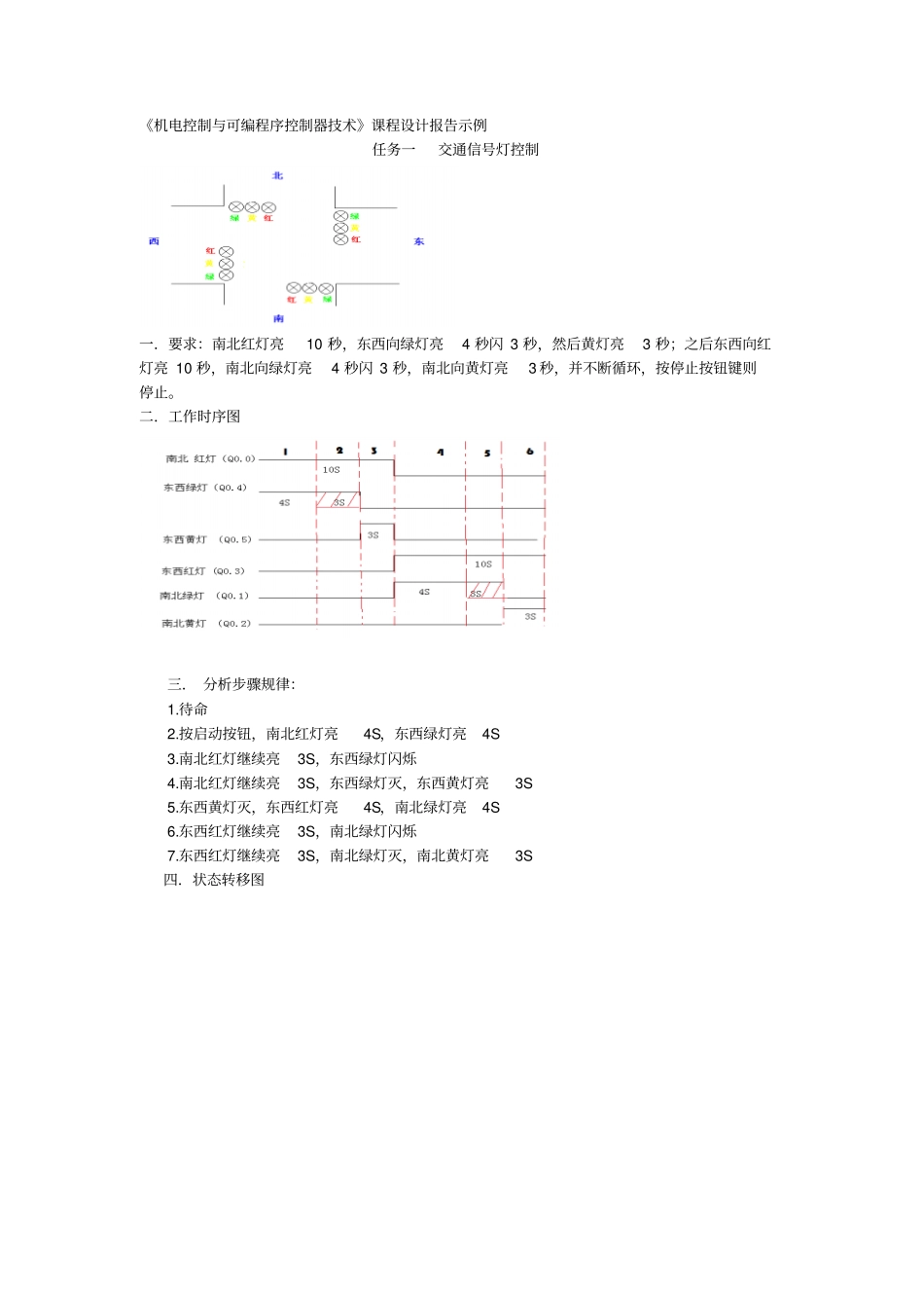 机电控制与可编程序控制器技术课程设计报告示例_第1页