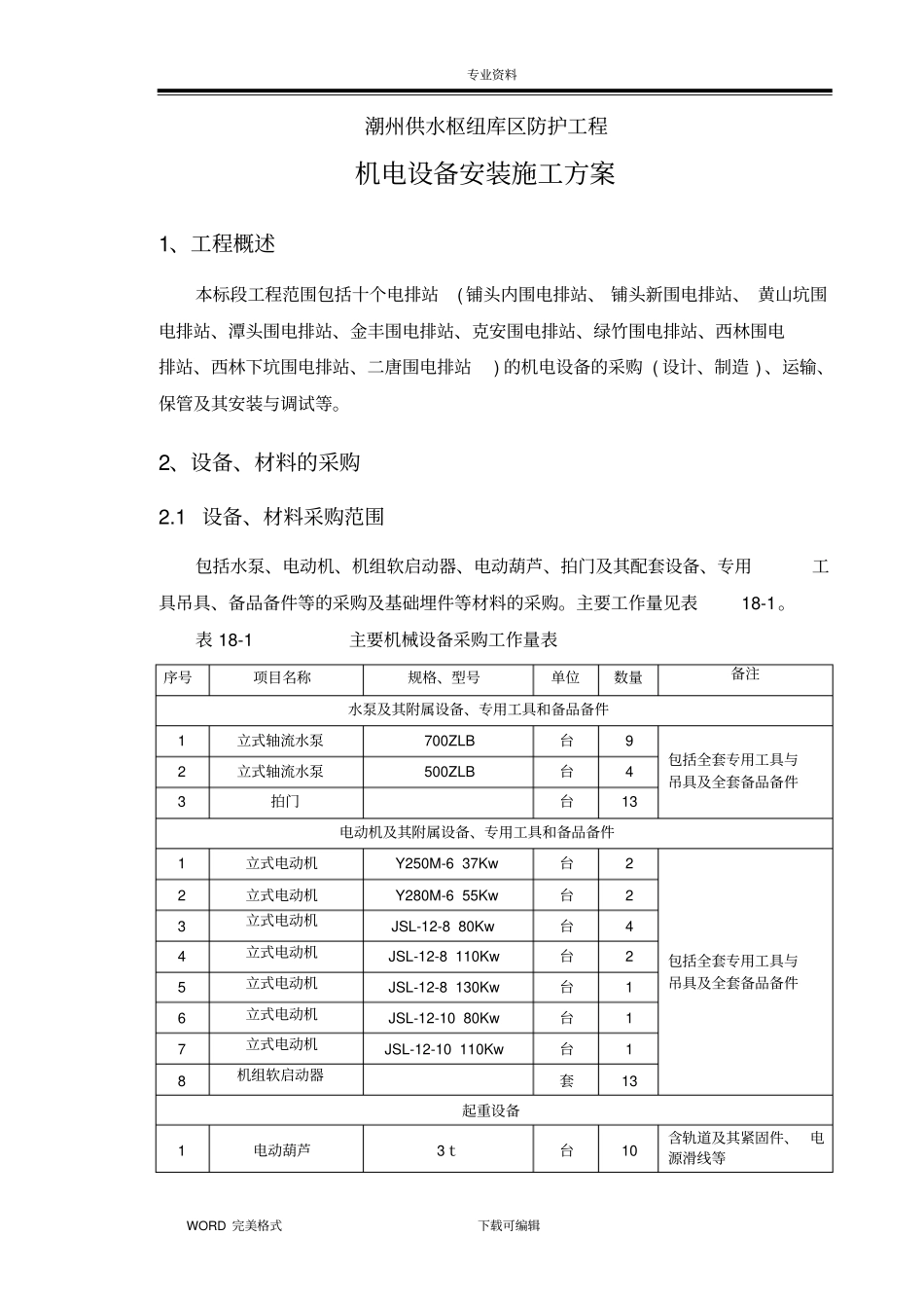 机电设备安装施工设计方案_第1页
