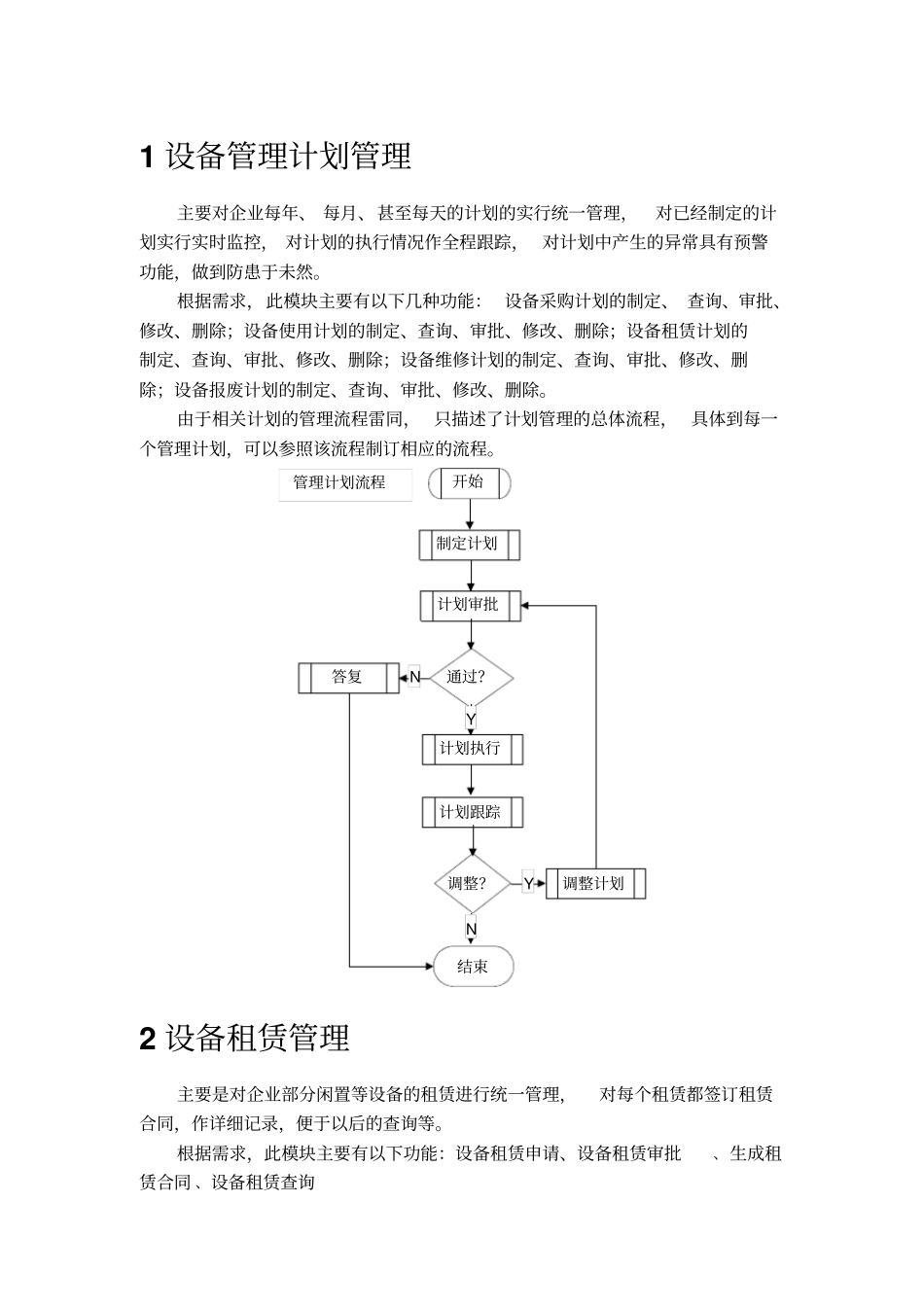 机电设备管理系统流程设备管理计划管理、设备租赁管理、设备维修管理_第1页