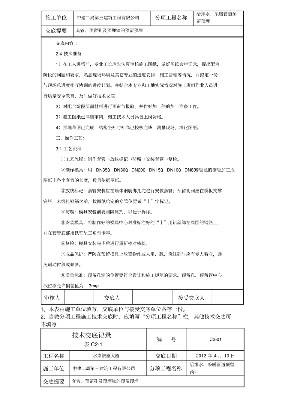 机电预埋技术交底1资料_第2页