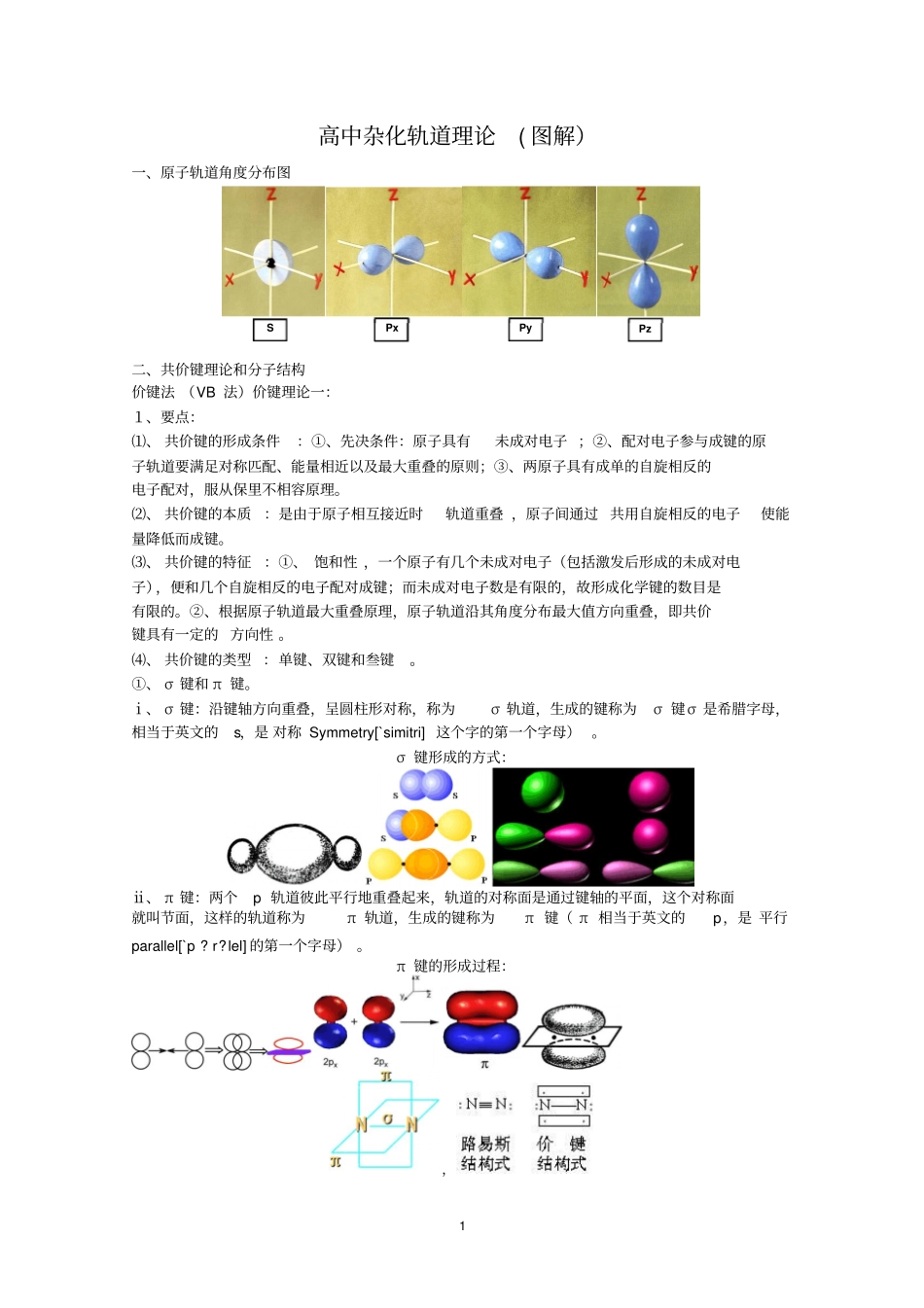 杂化轨道理论高中分析_第1页