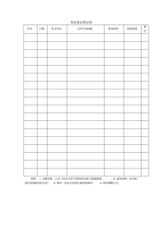 来信来访登记表格式