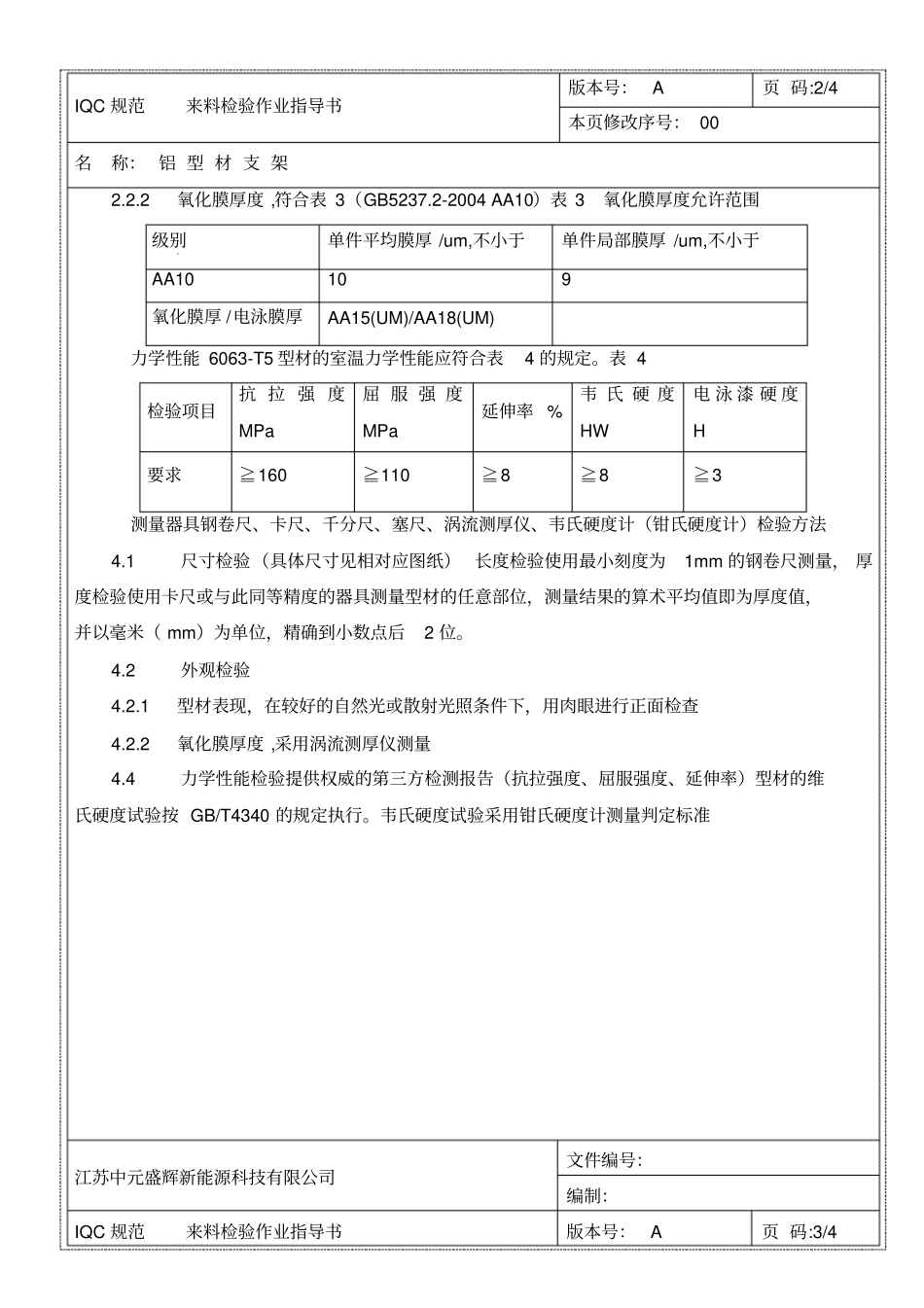 来料检验指导书,铝型材_第2页