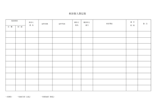 来访客人登记表表格类