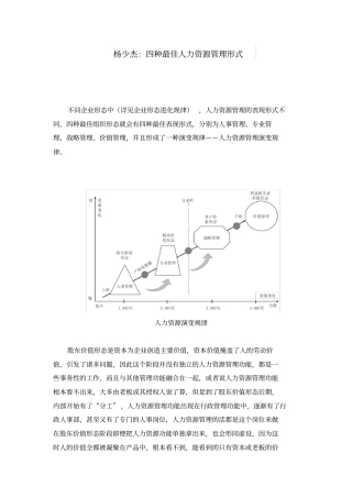 杨少杰：四种最佳人力资源管理形式