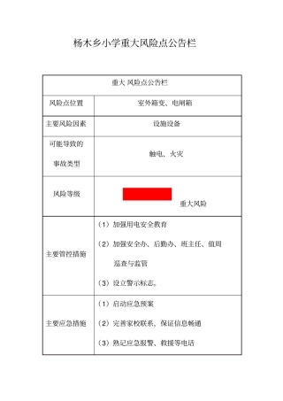杨木小学重大风险点公告栏