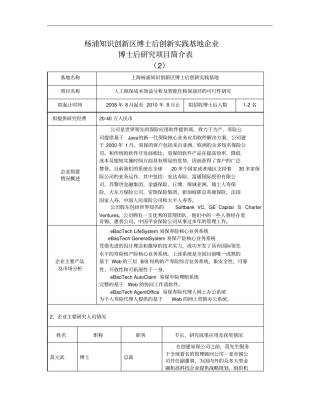 杨浦知识创新区博士后创新实践基地企业