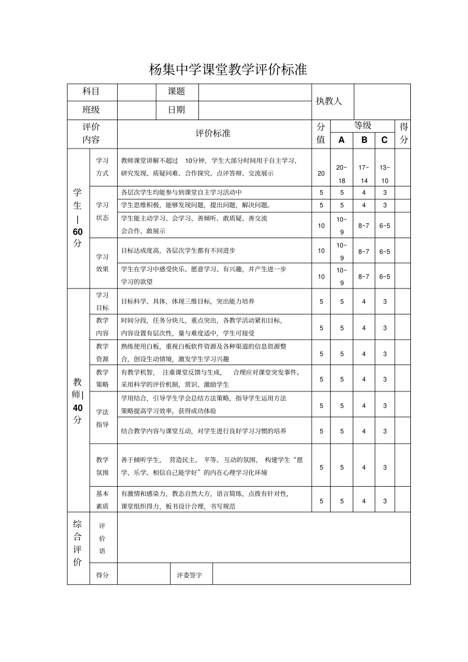 杨集镇初级中学课堂教学十佳教师评选活动方案_第3页