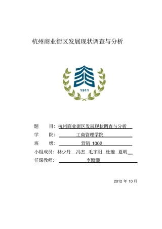 杭州商业街区发展现状调查与讲解